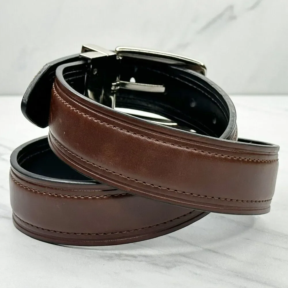 Chaps Black and Brown Faux Leather Reversible Belt Size Small S Kids Youth